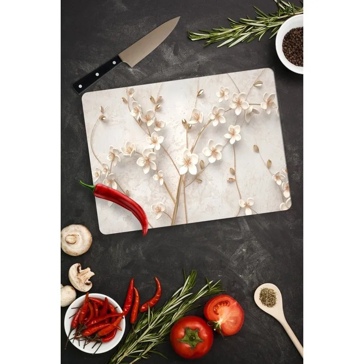 Sabanbaba Искусственные розы плуга | Стеклянная разделочная доска - стеклянная разделочная доска | 20 см х 30 см