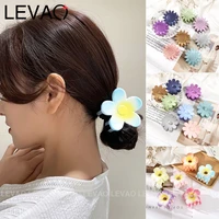 levao 2 pcs cute candy color hair clips big flower plastic hair catches ladies horsetail crab clip headwear hair accessories