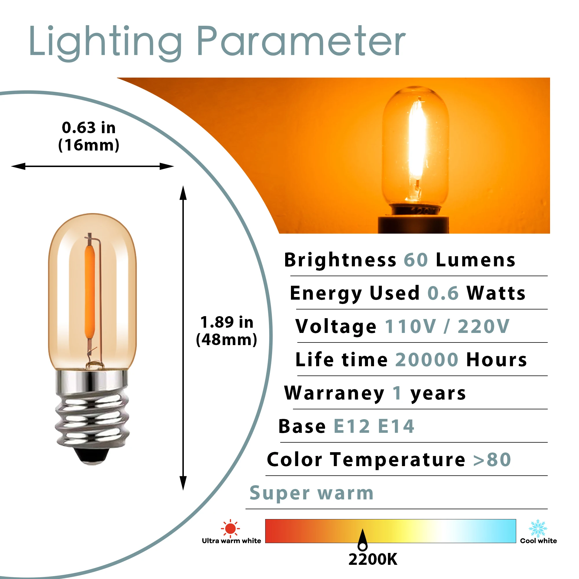 

GANRILAND Светодиодная лампочка E14 золотистого цвета