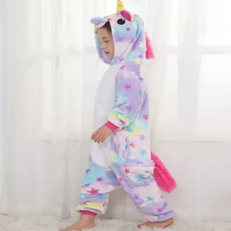 Family Kigurumi Pajamas Purple Stars Unicorn Animal Onesie Cosplay Costume Pajamas For Kids and Adults
