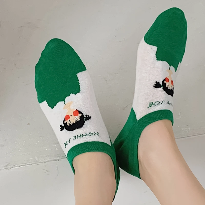 LISCN 2023 Creative Multicolor Graffiti Girls Low Ankle Socks Cotton Boat Socks For Women Girls Trendy Accessories