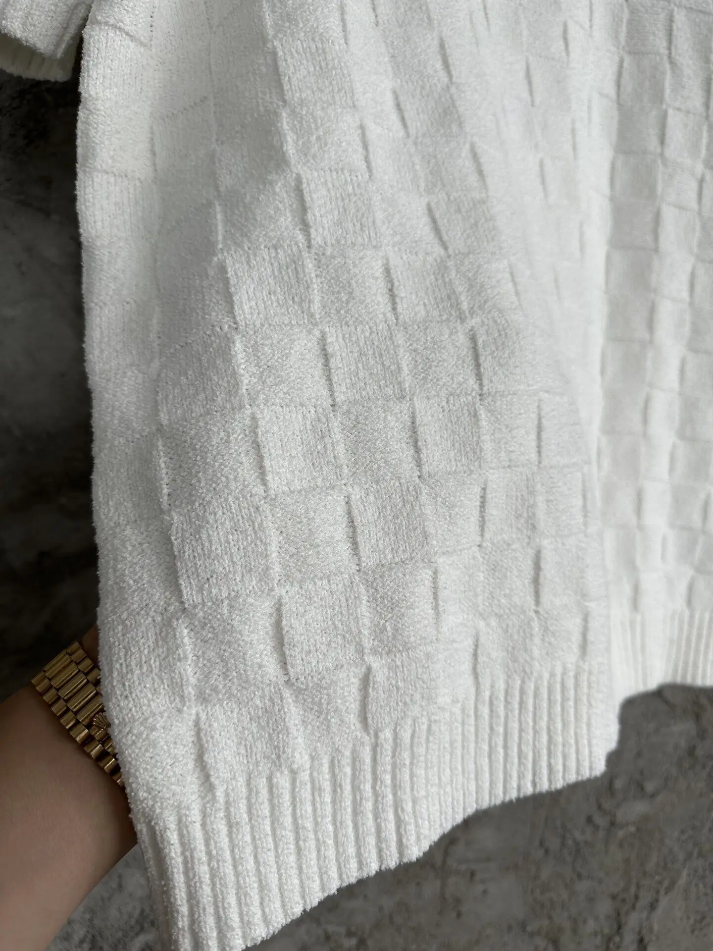 CASABLANCA 2023SS Клетчатый свитер POLO Рубашка 100% хлопчатобумажная ткань Hine Высокая