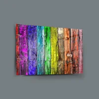 Painted Wood Decor, Glass Wall Art, Frameless Free Floating Tempered Glass Panel, Home Office Living Room Decoration,