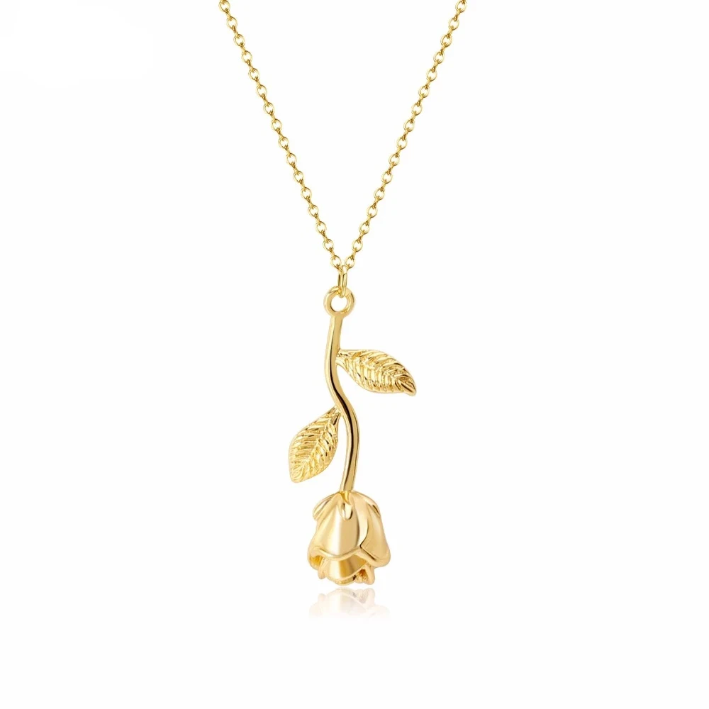 

Dascusto New Rose Flower Necklace For Women Fashion Personality Gold Rose Silver Beauty Rose Pendant Necklace For Women Gifts