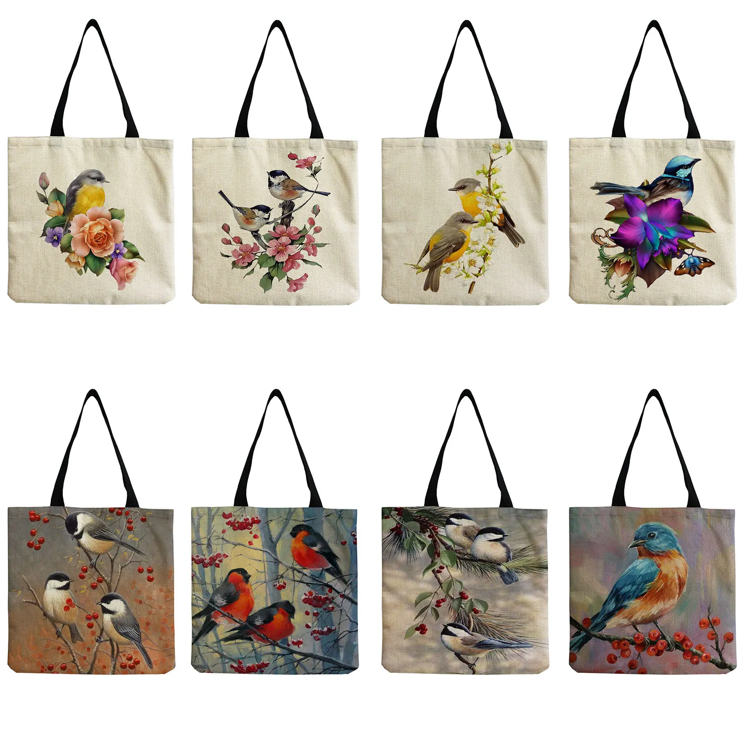 

Print Tote Bag Women Shoulder Bag Lark Animal Bird High Capacity Outdoor Leisure Travel Beach Bag Customizable Handbags Portable