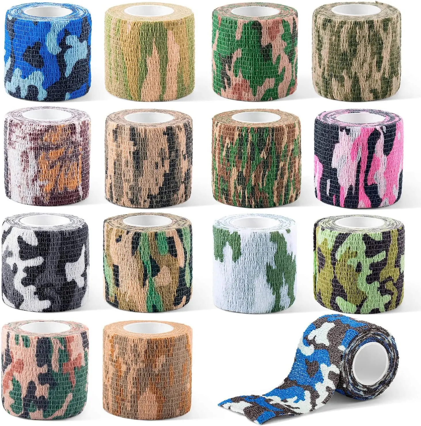 

6 Rolls Camouflage Sports Elastoplast Self Adhesive Bandage Vet Tape Cohesive Bandages Adherent Wrap Non-Woven for Muscle/Finger