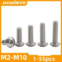 juidinto 2 55pcs button head allen screw stainless steel m2 m2 5 m3 m4 m5 m6 m8 hex socket head screw for motorcycle