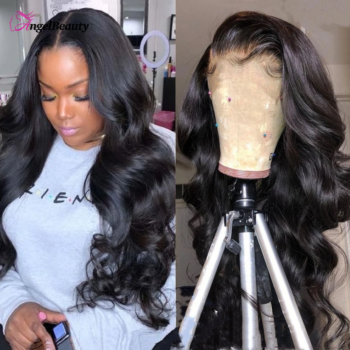 23.5 inch Large Size Cap Human Hair Wigs Brazilian Body Wave Lace Front Human Hair Wigs For Women Pre Plucked Remy Closure Wig