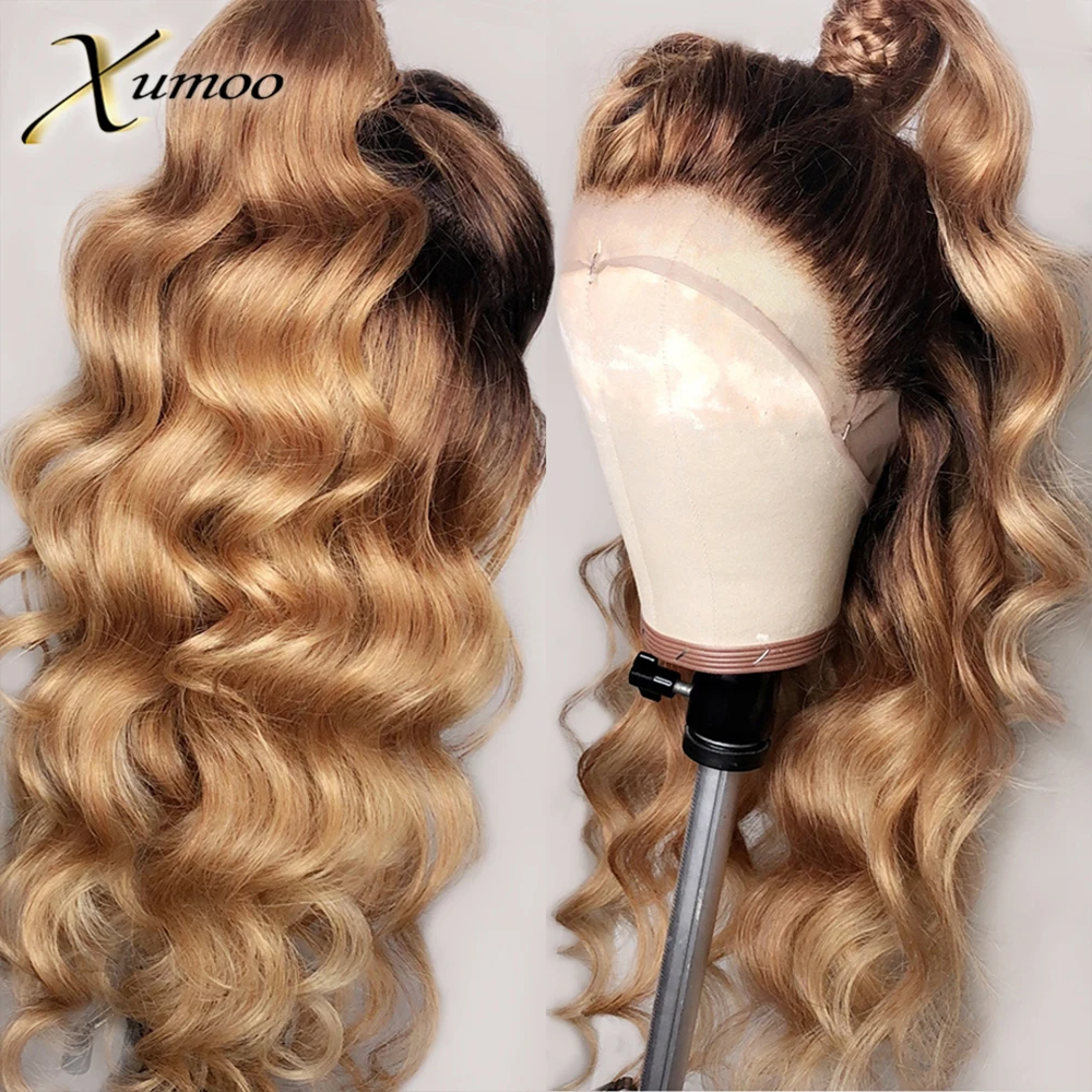 Honey Blonde Colored 13x4 Lace Frontal Wigs Pre Plucked 200 Density 4x4 Closure Wig Remy Brazilian 13x6 Human Hair Black Women