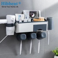hibbent bathroom toothbrush holder multifunction no drill toothbrush set with automatic toothpaste squeezer bathroom accessories