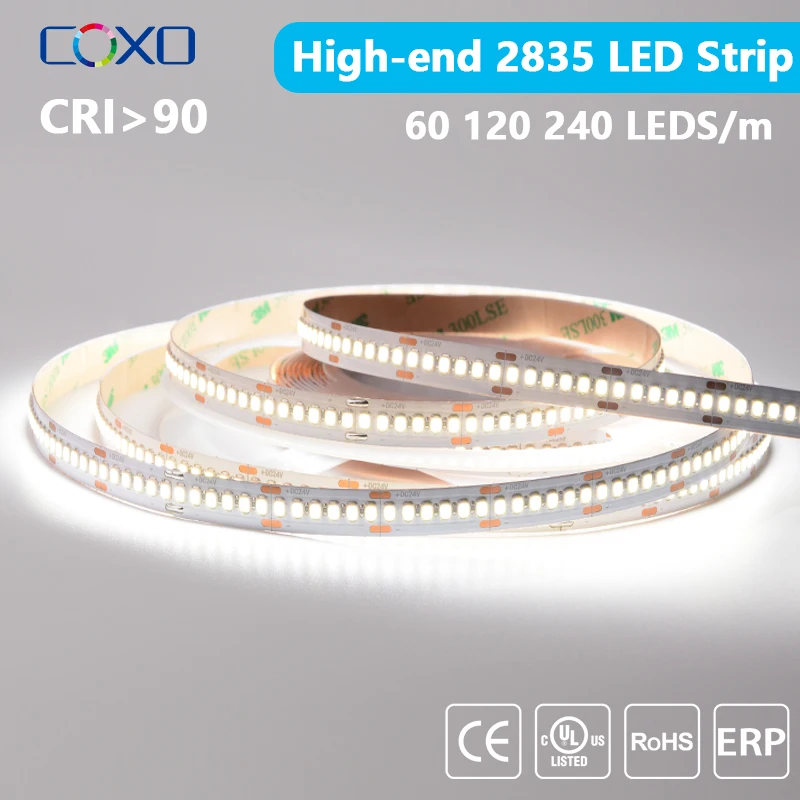 

UL Listed 12V 24V SMD 2835 LED Strip 5m Tape Light Ribbon 60/120/240 LED Natural White / Warm White / Cold White RA90 Home Decor