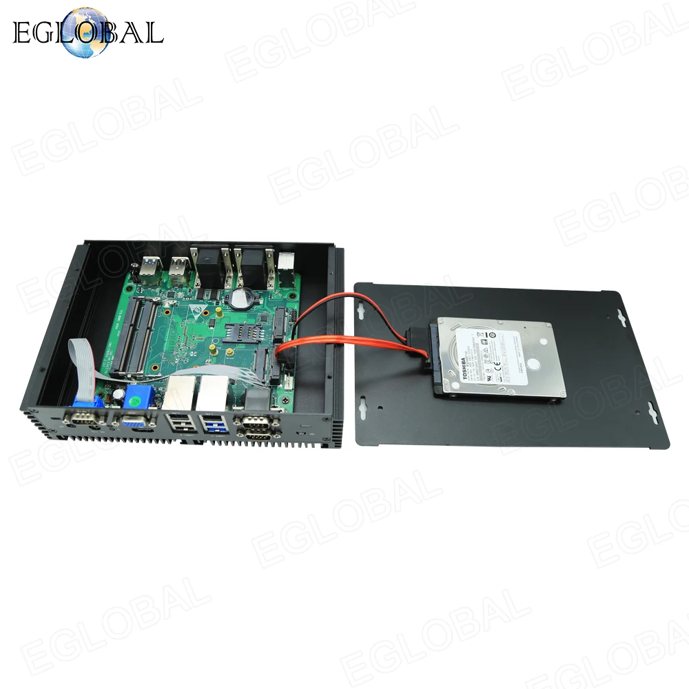 Eglobal GK1 промышленный мини-ПК без вентилятора Core i5 4278 / i7 4578u 2 x RJ45 Intel 5G LAN и 6 RS232 COM SIM