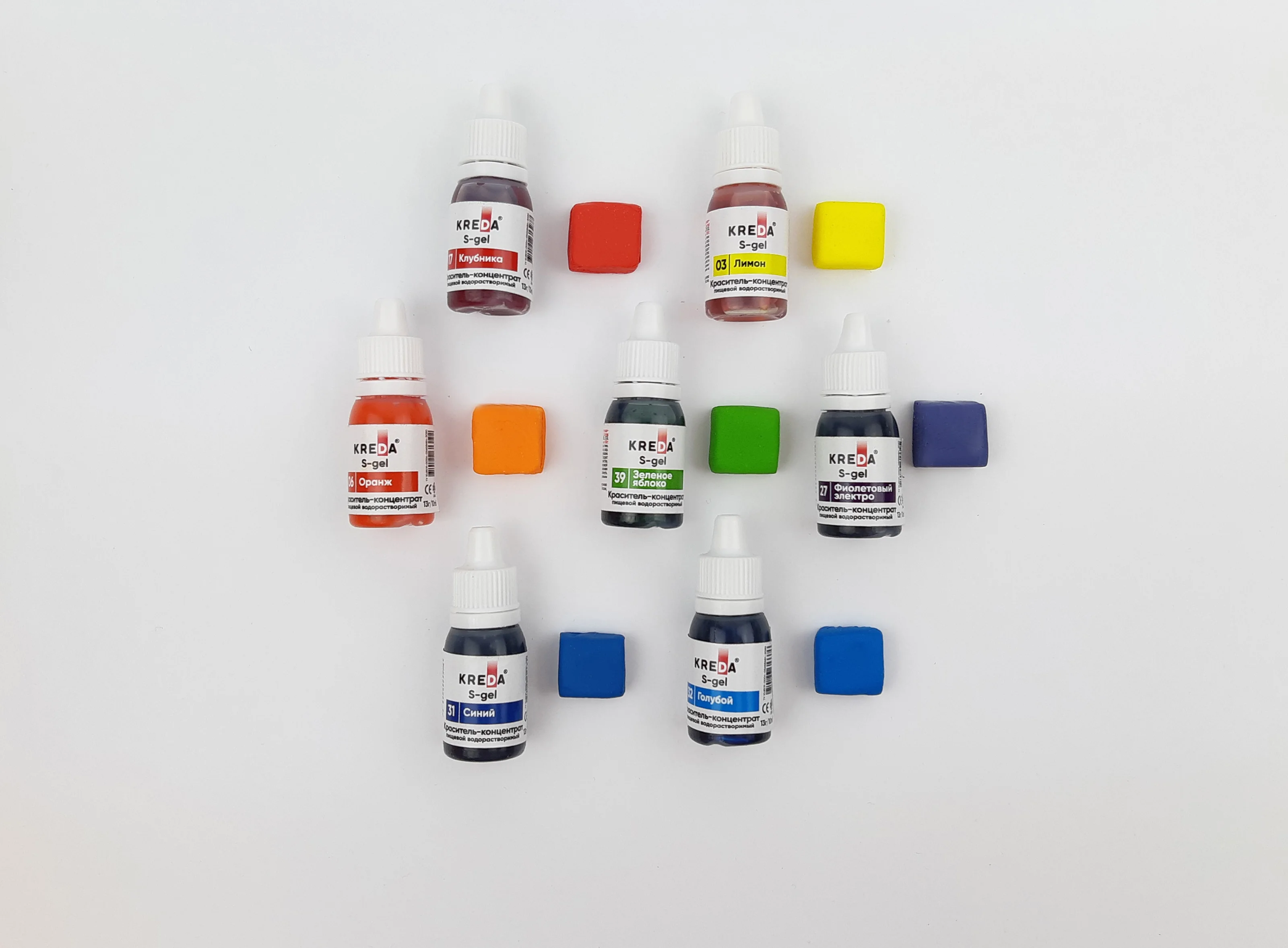 Набор (мини-формат) пищевых красителей RAINBOW promo KREDA 7 цветов S-gel (art.: 3920bcf2a10ea) - 3920bcf2a10ea