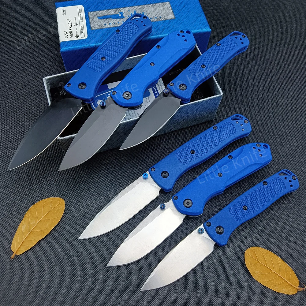 

Hot Sale BM Folding Knife BM 533/535/565 Blue Handles Drop Point Plain Blade Outdoor Everyday Carry Pocket Bugout Knifes