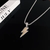 lightning inlaid brick zipper pendant chain 304 stainless steel necklace womens and mens party decoration jewelry gift