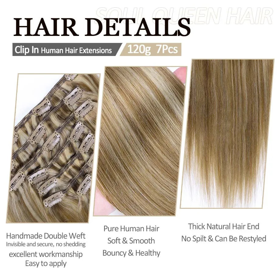 7 шт. прямые невидимые человеческие волосы для наращивания 14/613 г