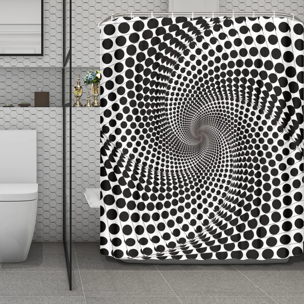 

Черно-белая креативная занавеска для ванной с рисунком, водонепроницаемая занавеска для душа s, занавеска из полиэстера с геометрическим рисунком для ванной