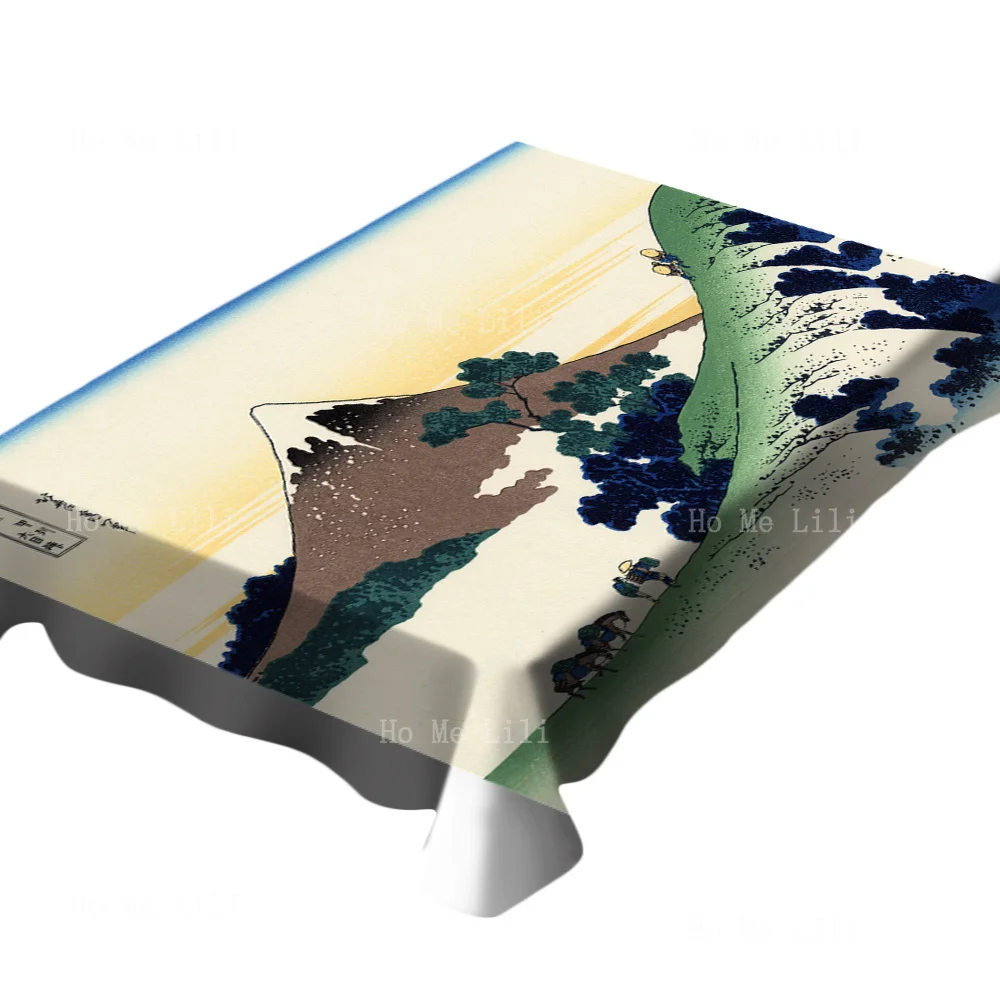 

Fuyue Thirty Six Scenery Japanese Mount Fuji Genre Painting Rectangle Tablecloth By Ho Me Lili