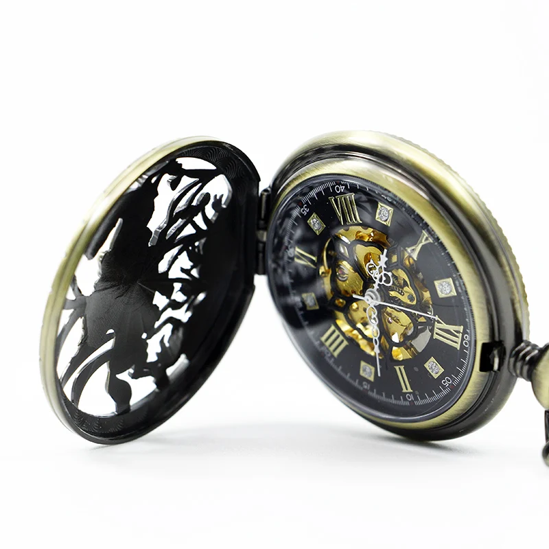 Charm Bronze/Silver Horse Vintage Mechanical Pocket Watch For Men Personalised Hand Wind Retro Fob Watches reloj hombre