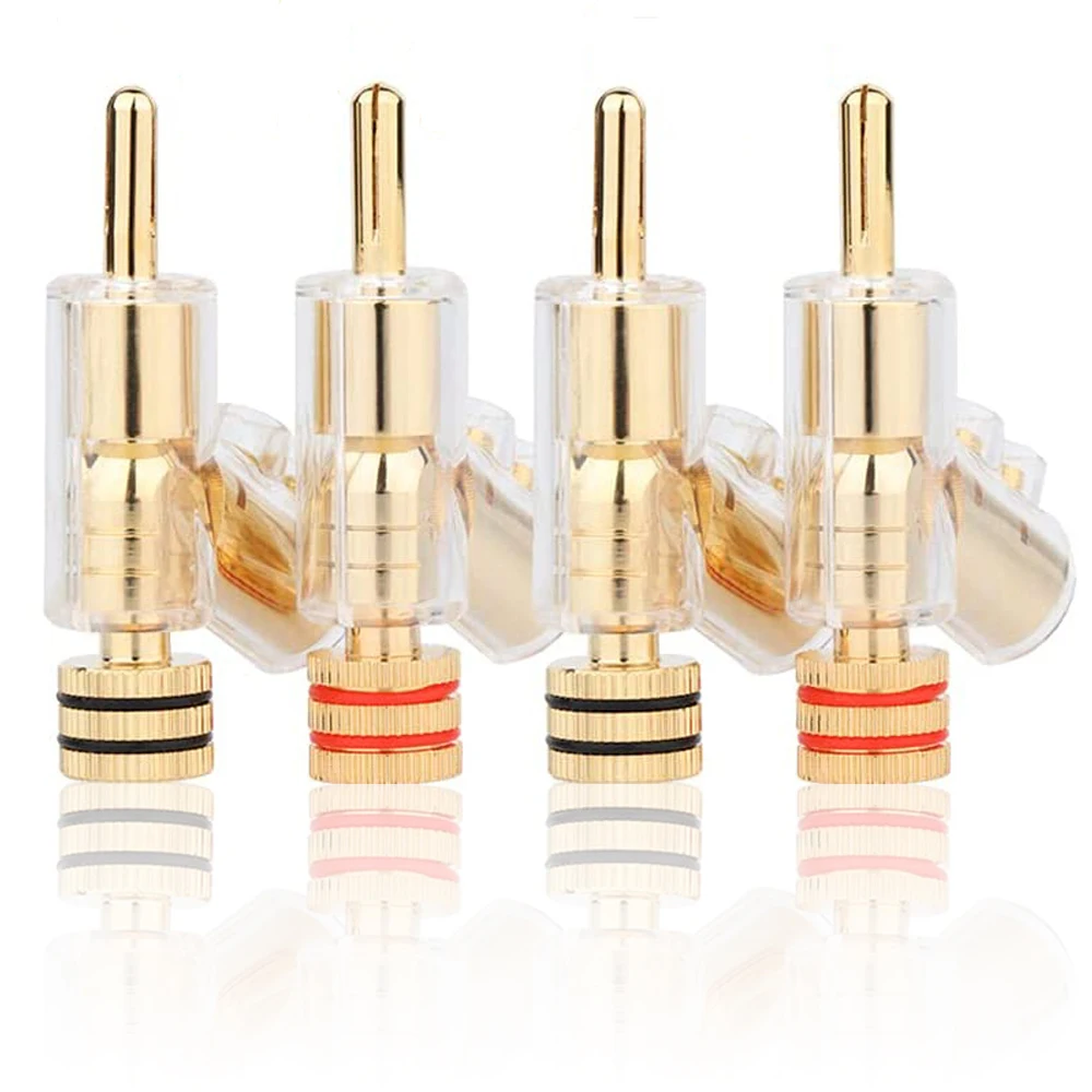 

4PcsHIFI Gold Plated Lockable SPEAKER CABLE BANANA CONNECTOR BANANA PLUG