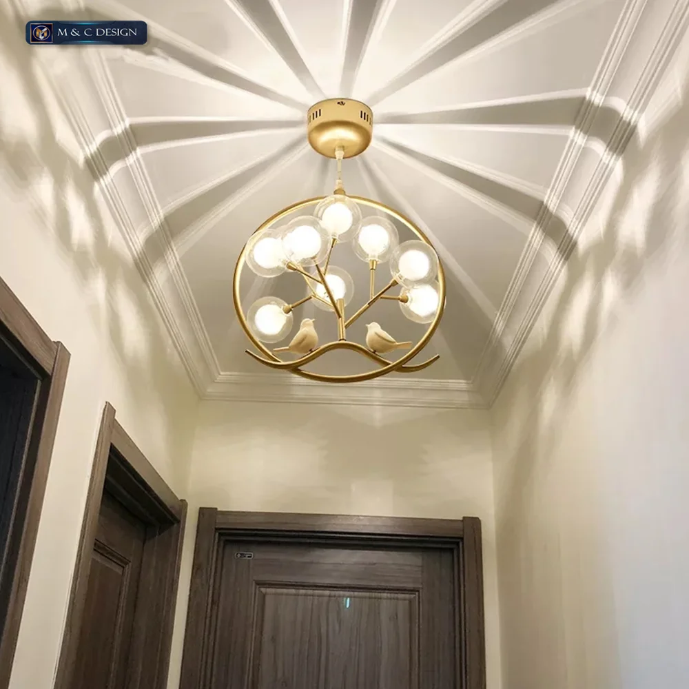 

Bird cage ring chandelier Lamp Nordic Design Tree Branch Chandelier Indoor home Kitchen Dining room Restaurant halo chandelier