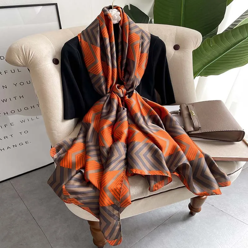 

2022 Women Scarf Fashion lady Silk Scarves Shawls and Wraps Female Foulard Neck Scarfs Hijabs Designer Brand Pashmina