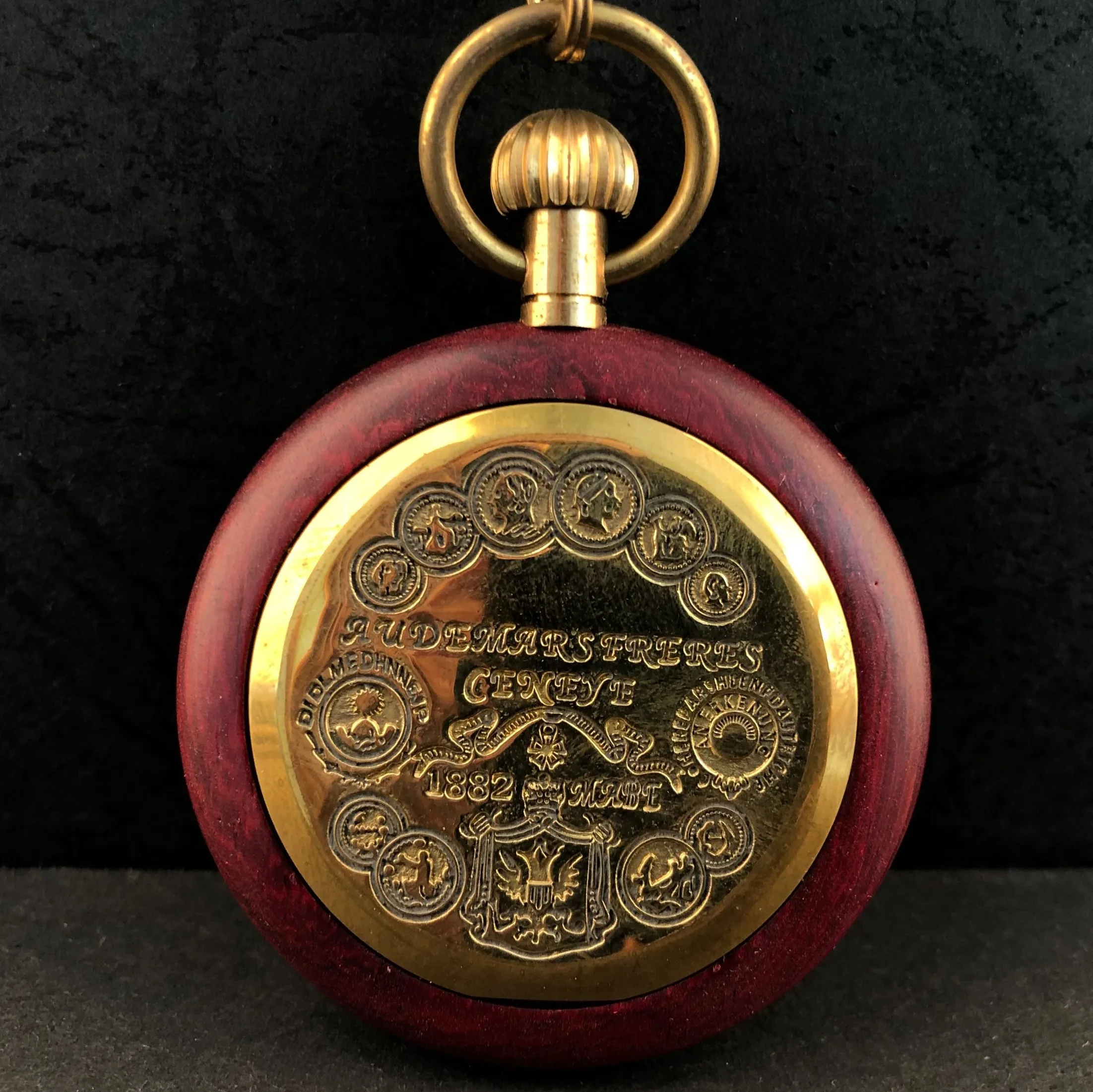 Vintage Red wood Pocket Watch Round Steampunk Antique Mechanical Wall Watch Mens women universal clock Gift reloj de bolsillo