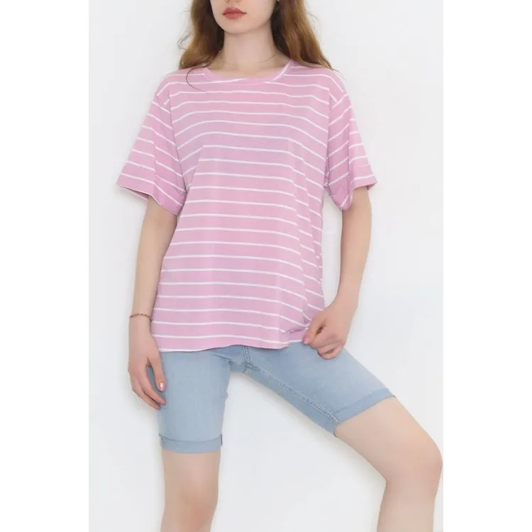 İpek Yolu Полосатая футболка сиреневая 9173.1567.