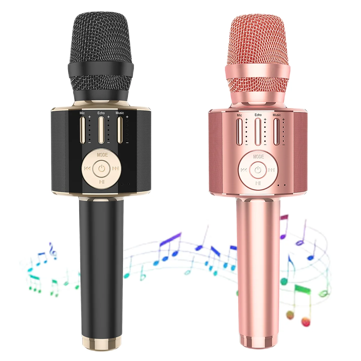 

Wireless Karaoke Microphone Bluetooth Handheld Portable Speaker Home KTV Player with Dancing LED Lights Record Function