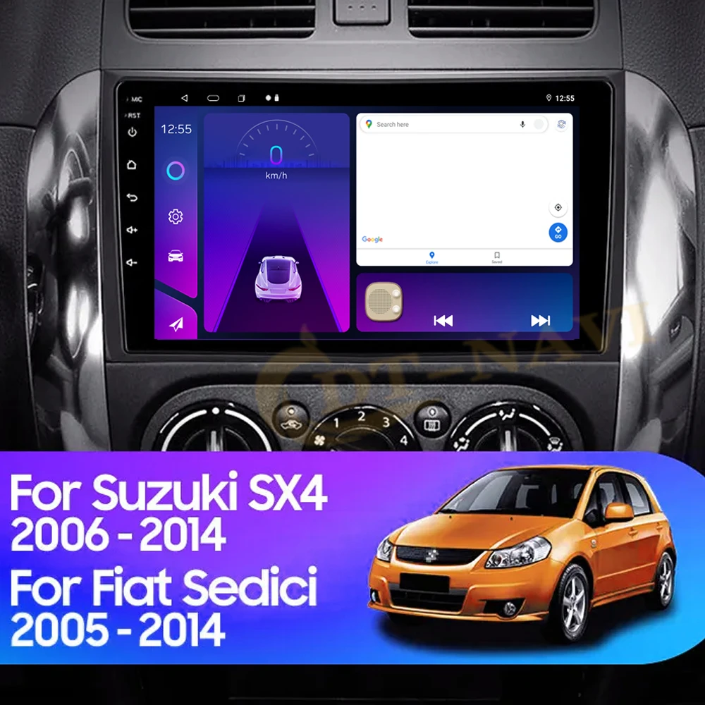 Автомагнитола на Android 13 для Suzuki SX4 2006 - 2013 Fiat Sedici 2005-2014 мультимедийный плеер