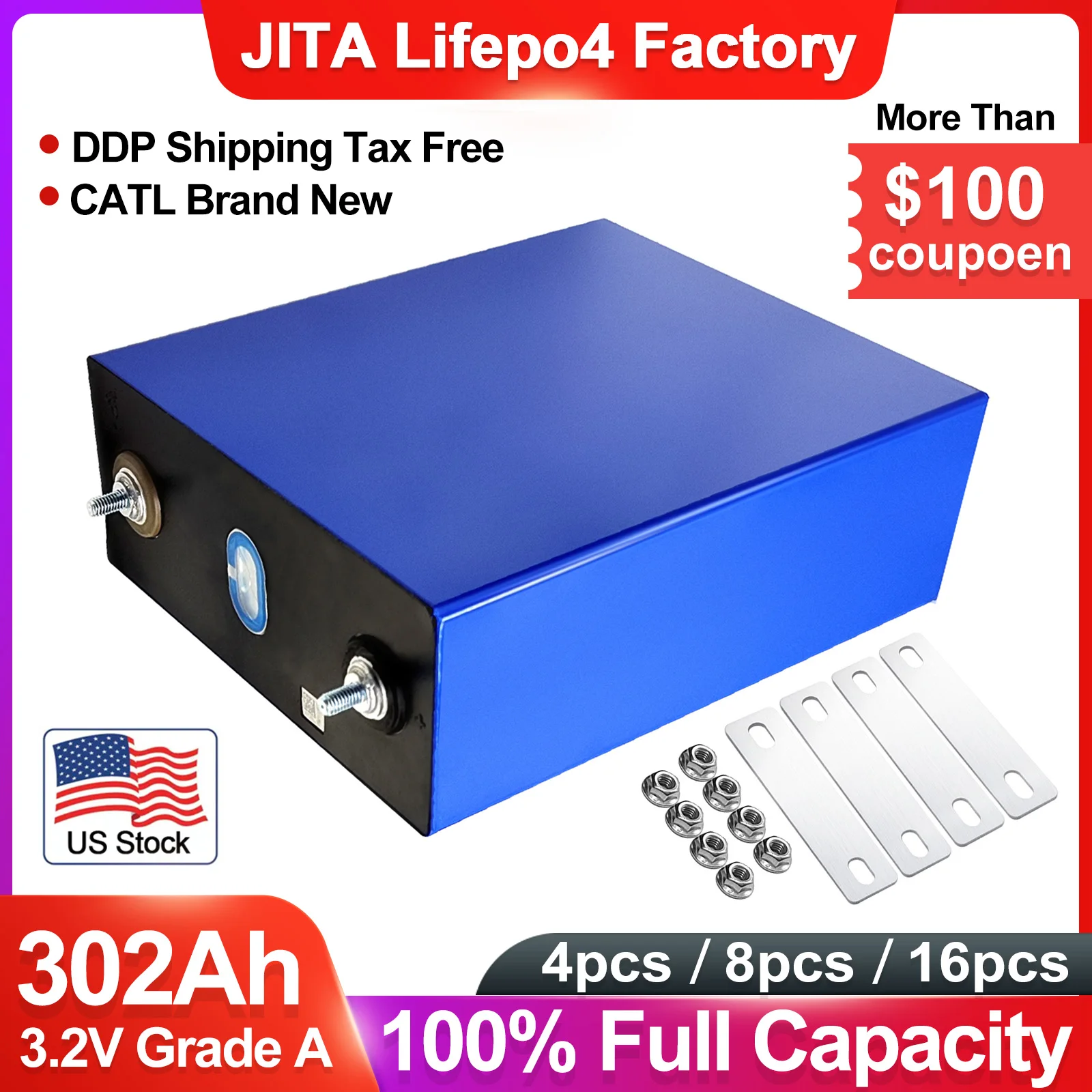 

3.2V 300Ah lifepo4 battery 320Ah 310Ah 280Ah Lifepo4 Cell For EV RV Solar Energy Storage System DIY 12V 24V Rechargeable battery