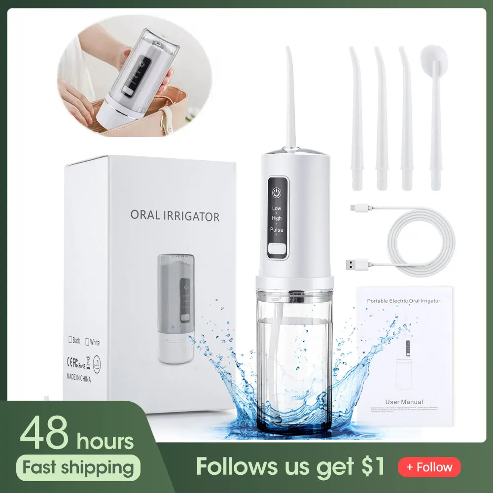 Oral Irrigator Portable Tooth Cleaner 3 Modes Usb Rechargeable Water Flosser Thread 230Ml Tank Waterproof Mouth Washing Machine