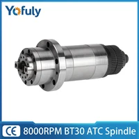 8000RPM ATC BT30 Spindle With 5M/50 Teeth Belt CNC Wood Router Milling Spindle Motor BT30 Spring + Drawbar Ceramic/Steel Bearing