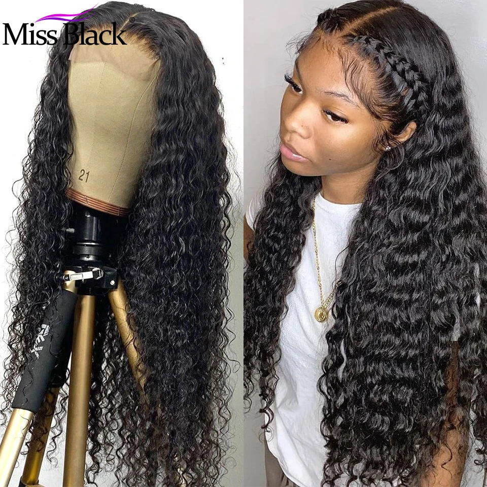 Deep Wave Curly 13x4 Lace Front Human Hair Wig 28 30 32 Inch Lace Closure Wig PrePluck With Baby Hair For Black Women
