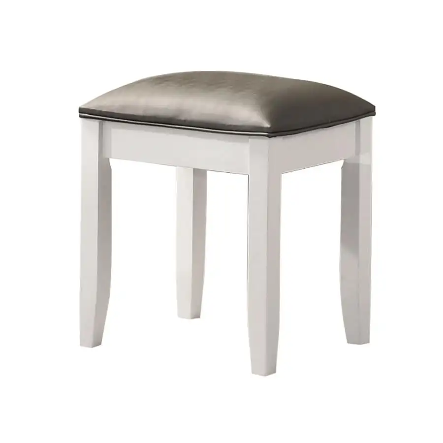 

Furniture Upholstered Vanity Stool Metallic and Glossy White