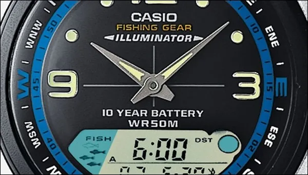 Часы для рыбалки Casio осветительное приспособление цифровой и аналоговый