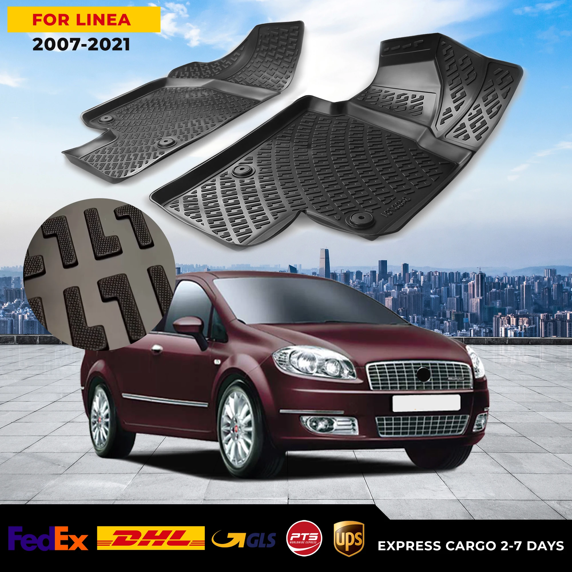 Автомобильный 3D напольный коврик для Fiat Linea 2007-2021 водонепроницаемый специальный