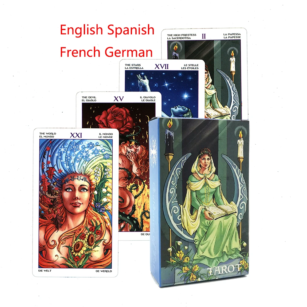 

Affectional Divination Fate Game Deck. Wheel of Year Tarot.English Tarot .Spanish Tarot.French.Tarot German Tarot.