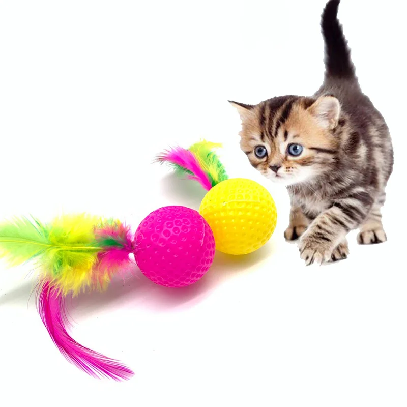 

4Pcs Color Golf Ball Toys For Cats Interactive Kitty Cat Teasing Ball Pet Accessories Supplies