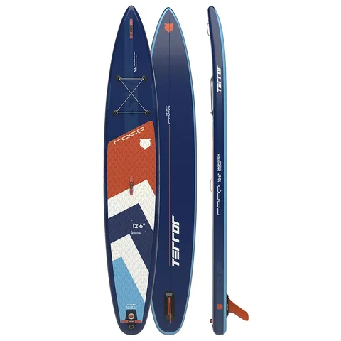 Cап борд надувной TERROR 12.6x29x6 RACE blue S23 (384x73x15 см) / Sup board, сапборд, доска для сап серфинга