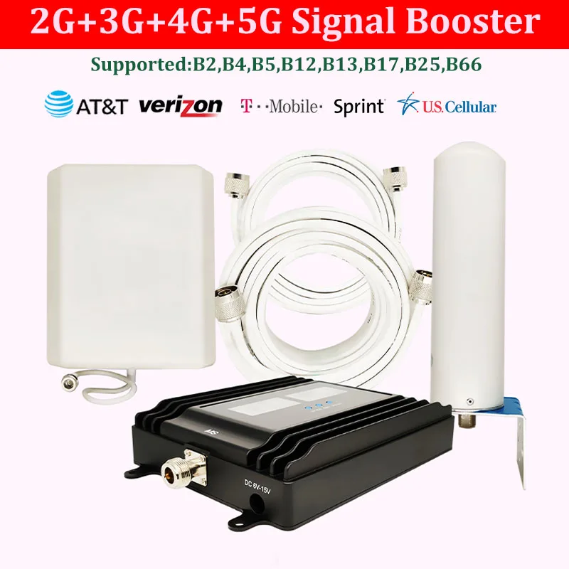 Enlarge 2G 3G 4G 5G Signal Booster 5G Repeater FCC Approval Smart LCD Full Kit For All Carriers Included AT&T,Verizon,T-mobile,Sprint