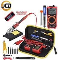 jcd soldering iron kits 80w 220v adjustable temperature digital multimeter auto ranginglcd solder iron tips welding rework tools