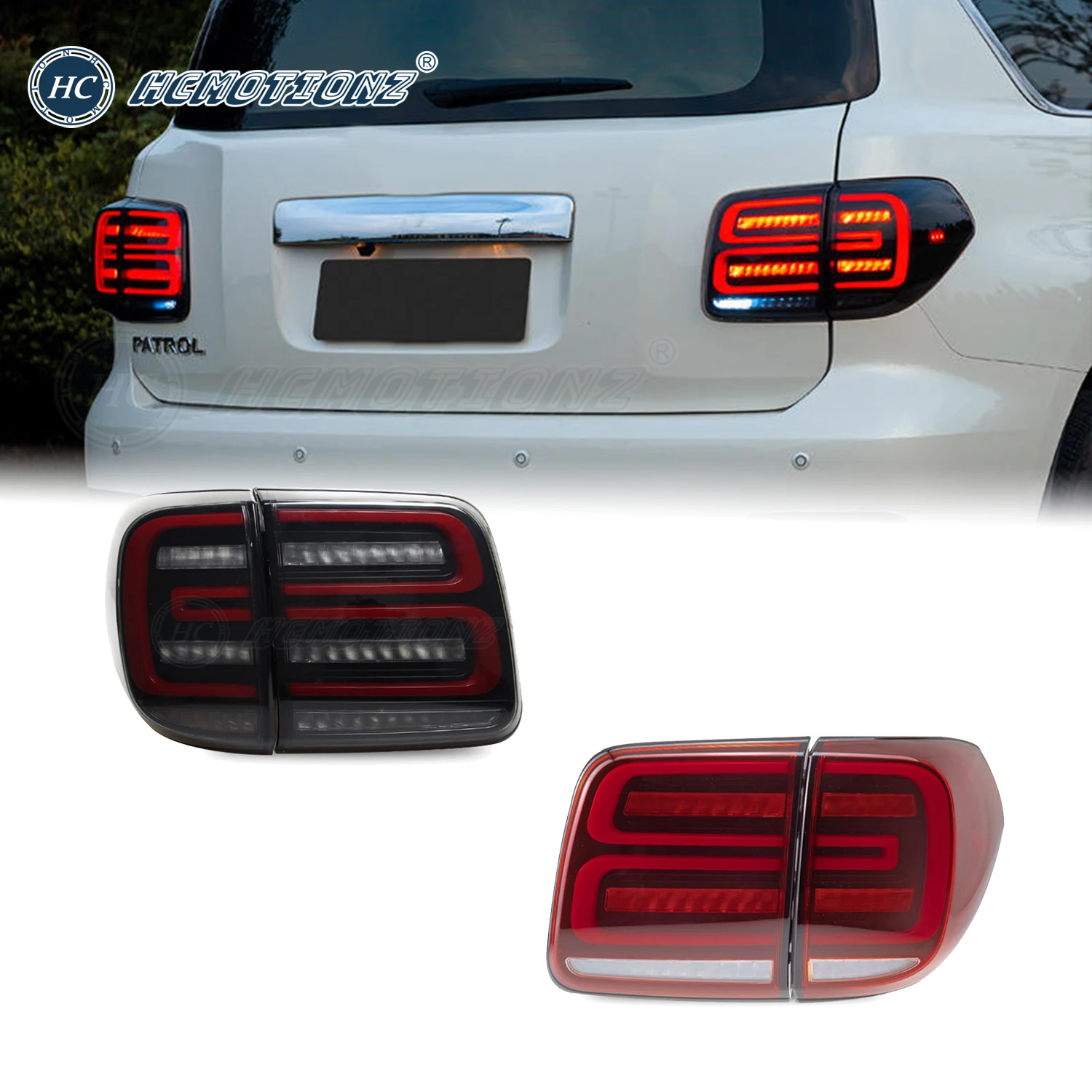 

HCMOTIONZ LED Tail Lights For Nissan Patrol Y62 6th Gen 2012-2019 DRL Start UP Animation Car Back Rear Lamps Assmbly Accessories