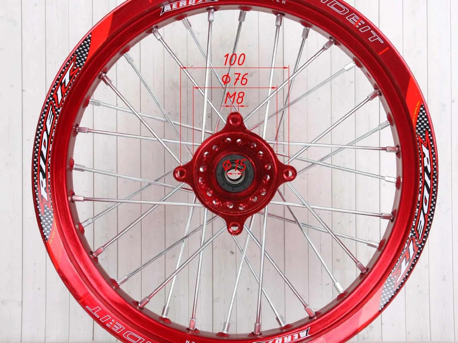 Wheels assembly supermoto ride it 14-14 red |