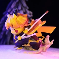 pokemon demon slayer anime figure pikachu cosplay agatsuma zenitsu kawaii figurine toys for children collection statue ornament