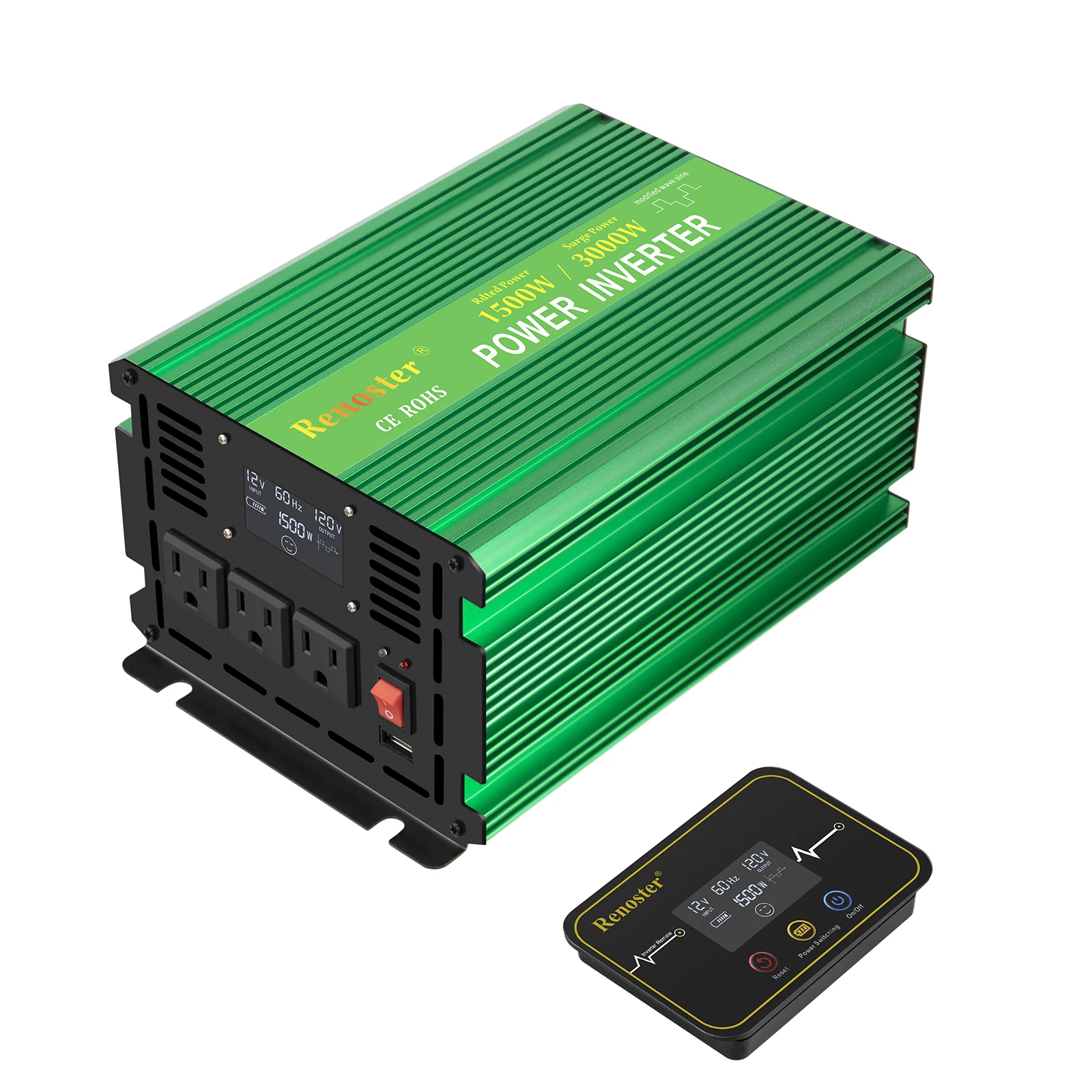 

Modified Sine Wave Inverter 1500W/3000W DC 12V To AC 110V Voltage 50HZ Converter Wireless Power Inverter With LCD