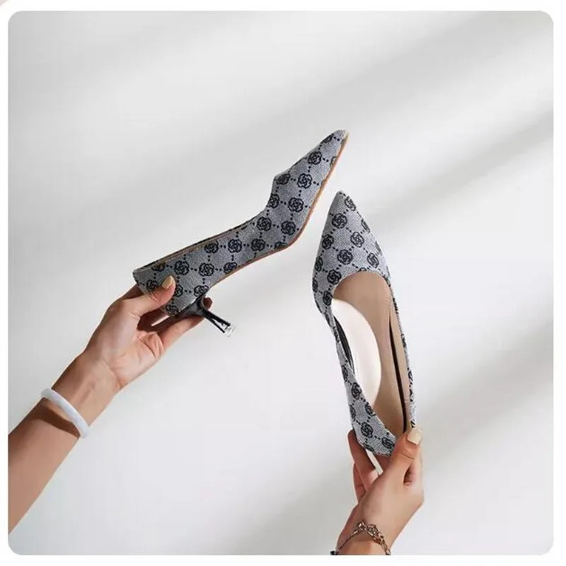 Элегантные женские туфли на высоком каблуке французские туфли-лодочки офисные