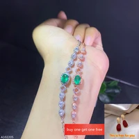 fine jewelry 100 925 sterling silver natural gemstone emerald womens bracelet for girls wedding engagement party birthday gift