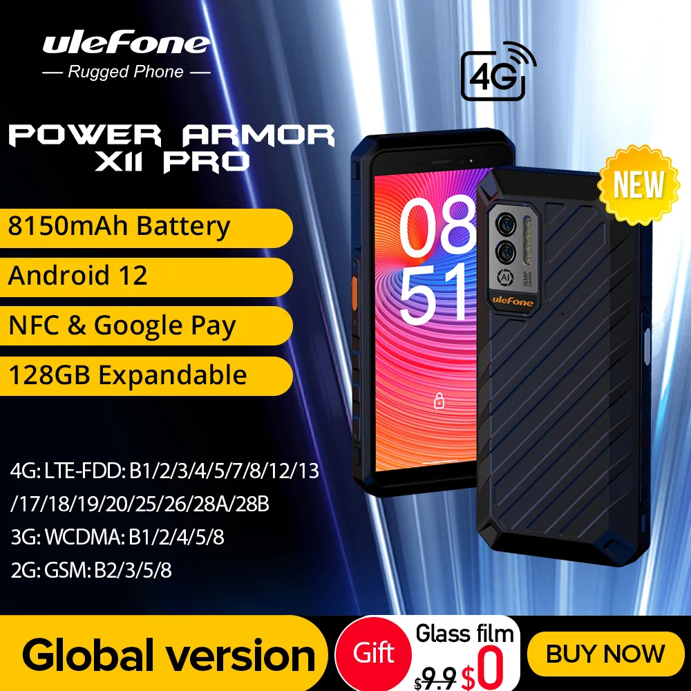 Ulefone Power Armor X11 Pro Rugged Phone 8150 mAh 128GB Max. Expansion Waterproof Smartphone NFC 2.4G/5G WiFi Mobile Phones