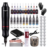 ckeyin professional tattoo machine kit complete rotary pen set for beginers with cartridges needles permanent makeup machine art